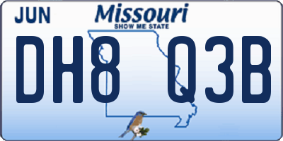 MO license plate DH8Q3B