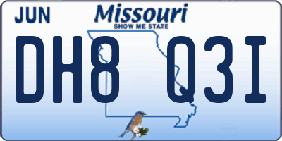MO license plate DH8Q3I