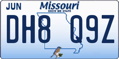 MO license plate DH8Q9Z