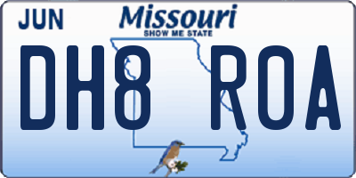 MO license plate DH8R0A
