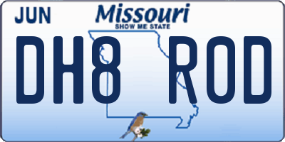 MO license plate DH8R0D