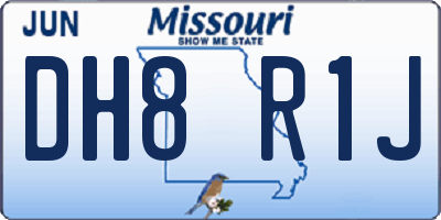 MO license plate DH8R1J