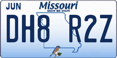 MO license plate DH8R2Z