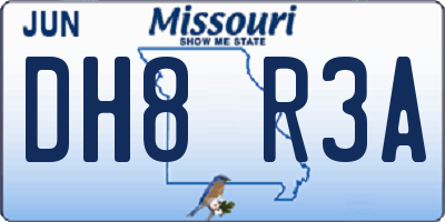 MO license plate DH8R3A