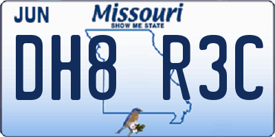 MO license plate DH8R3C