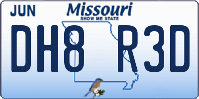 MO license plate DH8R3D