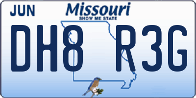 MO license plate DH8R3G