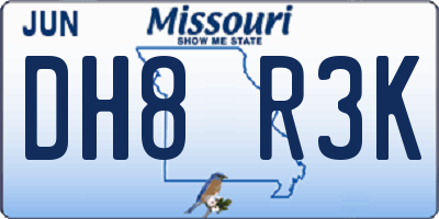 MO license plate DH8R3K