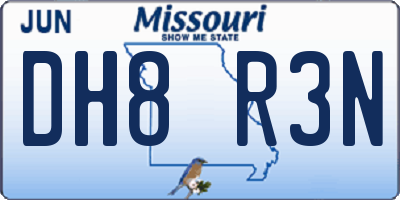 MO license plate DH8R3N