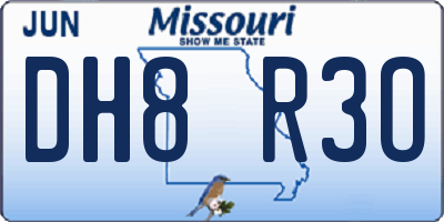 MO license plate DH8R3O
