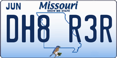 MO license plate DH8R3R