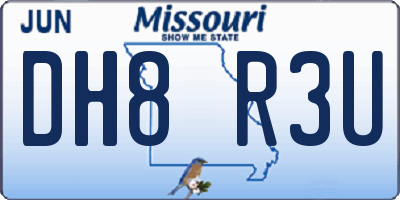 MO license plate DH8R3U