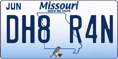MO license plate DH8R4N
