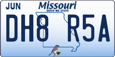MO license plate DH8R5A