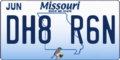 MO license plate DH8R6N