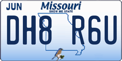 MO license plate DH8R6U