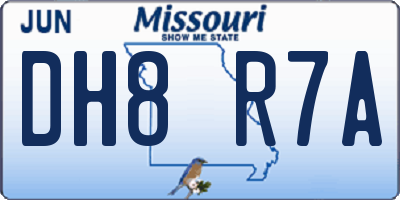 MO license plate DH8R7A