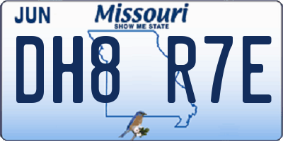 MO license plate DH8R7E