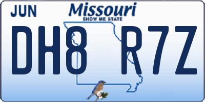 MO license plate DH8R7Z