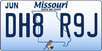 MO license plate DH8R9J