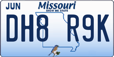 MO license plate DH8R9K