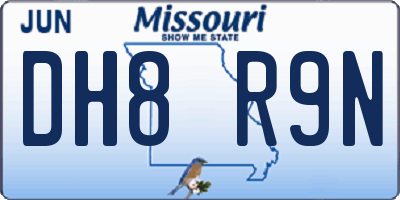 MO license plate DH8R9N