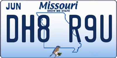 MO license plate DH8R9U