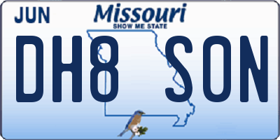 MO license plate DH8S0N