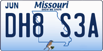 MO license plate DH8S3A