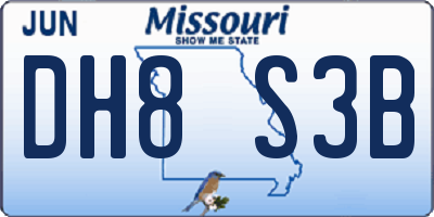 MO license plate DH8S3B