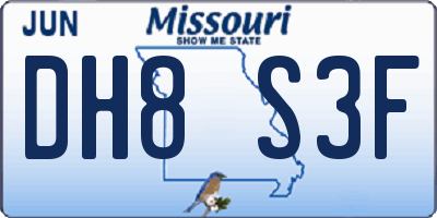 MO license plate DH8S3F