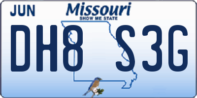 MO license plate DH8S3G