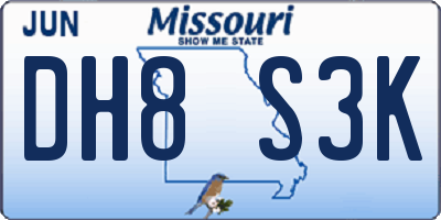 MO license plate DH8S3K