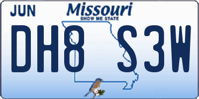 MO license plate DH8S3W