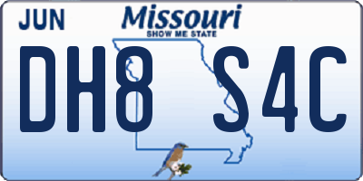 MO license plate DH8S4C