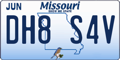 MO license plate DH8S4V