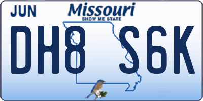 MO license plate DH8S6K