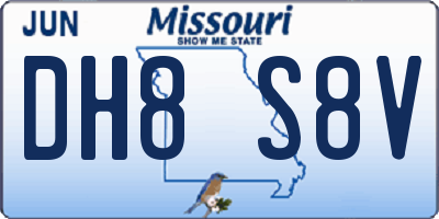 MO license plate DH8S8V