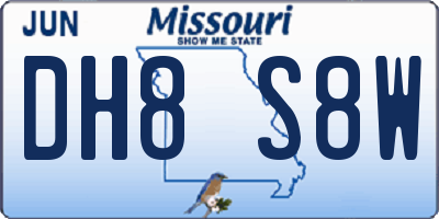 MO license plate DH8S8W