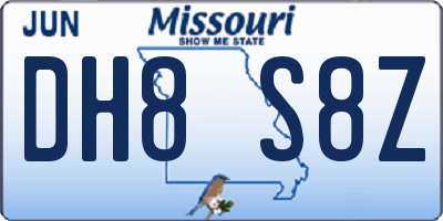 MO license plate DH8S8Z