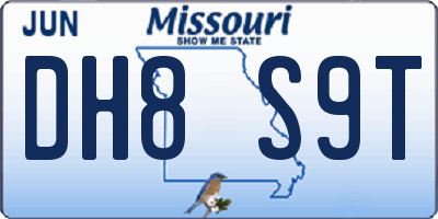 MO license plate DH8S9T