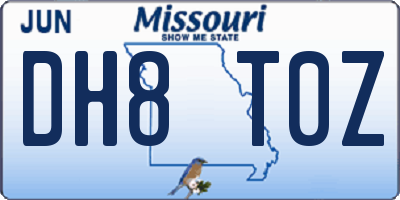 MO license plate DH8T0Z