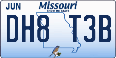 MO license plate DH8T3B