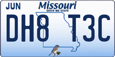 MO license plate DH8T3C