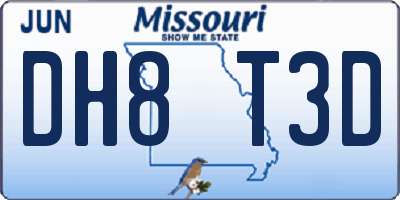 MO license plate DH8T3D