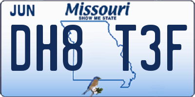 MO license plate DH8T3F