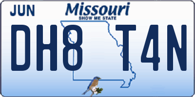MO license plate DH8T4N