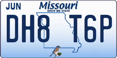MO license plate DH8T6P