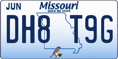 MO license plate DH8T9G
