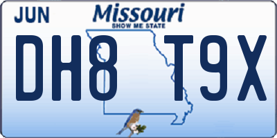 MO license plate DH8T9X